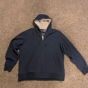 Eddie Bauer, heavy full zip hoodie, navy and cream men’s extra-large